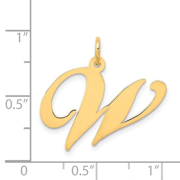 Kazi Luxury 14k Yellow Gold Large Fancy Script Letter W Initial Charm - Picture 3 of 3